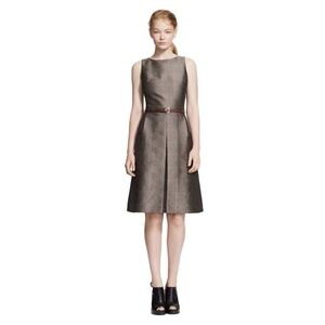 Michael Kors Brown Gray Glen Plaid Inverted Pleat Sleeveless Belted ALine Dress